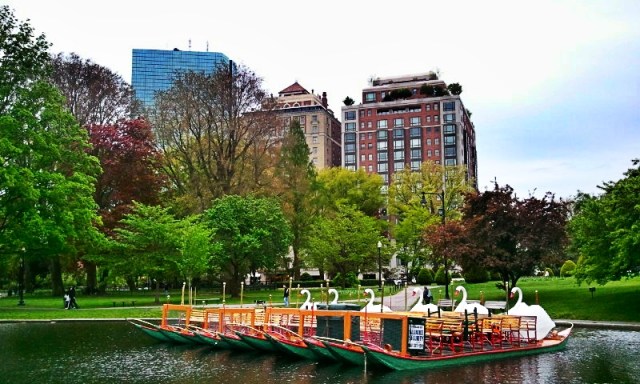 Boston Public Garden, Boston, Massachusetts, USA, Swan Boat Dock
