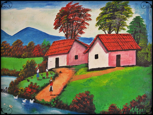 Painting, Traditional village, El Salvador, Chalchuapa