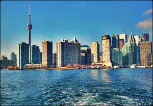 city view, skyline, Toronto Ferry Docks, Ferry, Toronto, Queen's Quay, ontario, canada,