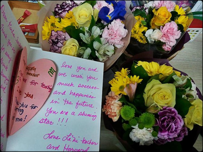 Grad presents, flower bouquets