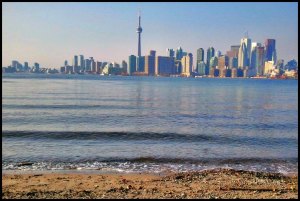 skyline, horizon, travel, photography, downtown Toronto, Ontario, Canada, Toronto Islands, architecture, buildings, view, Lake Ontario, waves