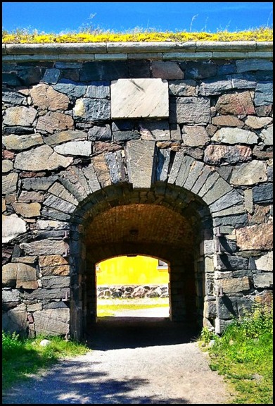 Suomenlinna, Gate, walking, rock wall,  Helsinki, Finland