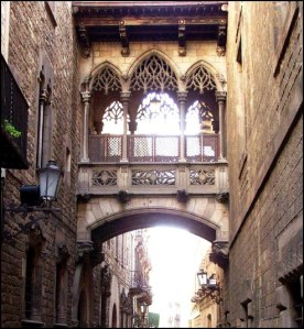 Carrer del Bisbe, Barri Gòtic, Gothic Quarter, Barcelona, Spain, Catalunya, view, travel