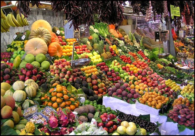 La Boqueria, Mercat de Sant Josep, Barcelona, Spain, Catalunya, view, travel