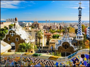 Parc Güell, Park Güell, Barcelona, Spain, Catalunya, view, travel