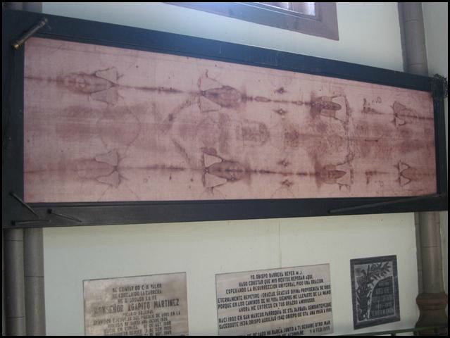 Replica of the Shroud of Turin, religious artifact, religion, cathedral, Santa Ana Cathedral, Catedral de Santa Ana, El Salvador, Centro America, travel, photography, TS76