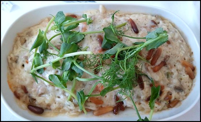 mushroom risotto, in flight food, gourmet food, Finnair, business class, J class, travel, photography, TS76