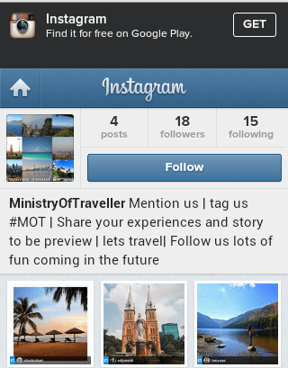 Instagram screen shot, stolen profile photo