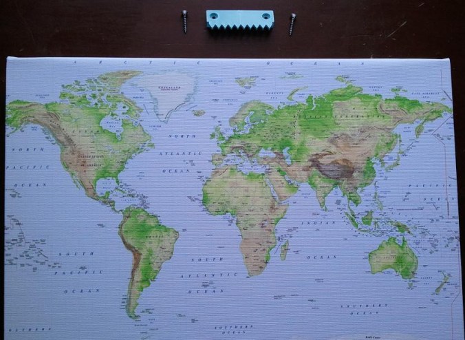 wallpapered,com, canvas, standard relief world map with antarctica, canvas, TS76