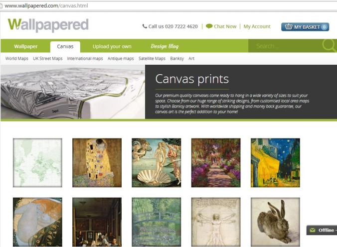 Wallpapered.com, canvas page