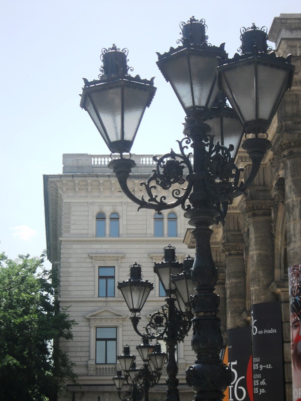 street lamps, Hungarian State Opera House, Opera House, Budapest, Hungary, photography, architecture, TS76
