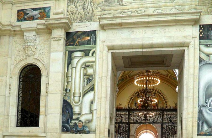 West Wall, Diego Rivera, Detroit Institute of Arts, DIA, Detroit Industry Murals, frescoes, art, Rivera Court, Detroit, Michigan, USA, TS76