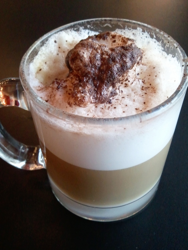 Cappuccino in a clear mug