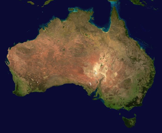 Satellite map of Australia.