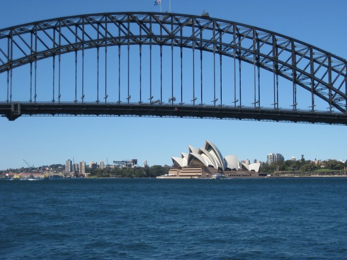 Sydney Harbor Bridge and the Opera House, two icons of the the city of Sydney, Australia
