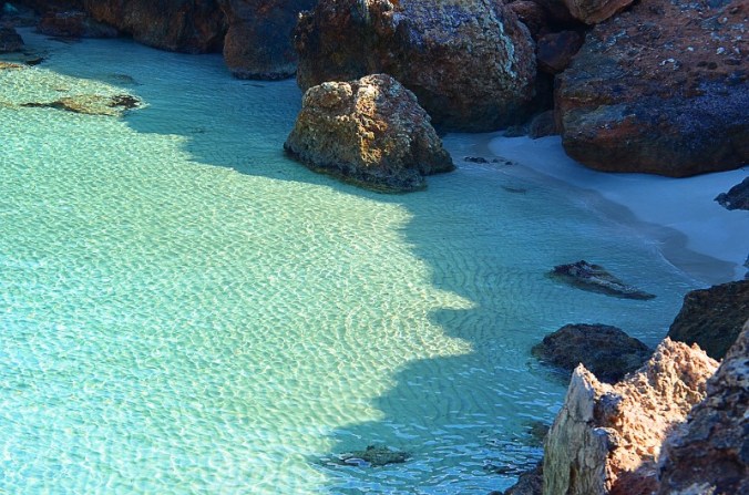 Blessed by nature. Rocks and turquoise water in Ibiza.