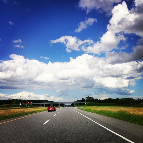 On the road we go. Highway in Quebec.
